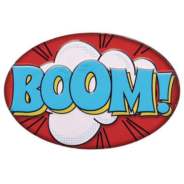 Boom Embossed Metal Magnet Supply