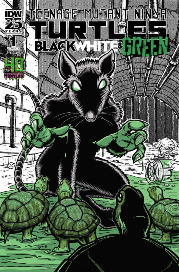 Teenage Mutant Ninja Turtles Black White & Green #1 Cover D 40th Anniv For Cheap